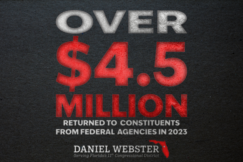 Webster Gets $4.5 Million Returned to Constituents - Press